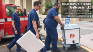 Organ Transport Service in Lawrenceville GA – JaeNcourier LLC medical couriers transporting emergency donor organ boxes.